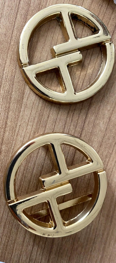 Runde Gürtelschnallen aus Metall mit Monogramm-Logo in Gold, 5 cm, für Ledergürtel