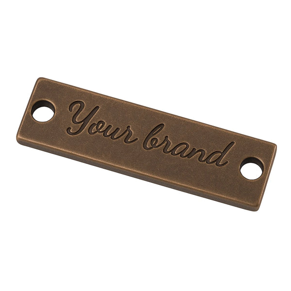 Plaque métallique avec logo gravé – argent vieilli
