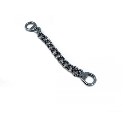 Metal chain with D-rings in gunmetal as a jacket hanger loop