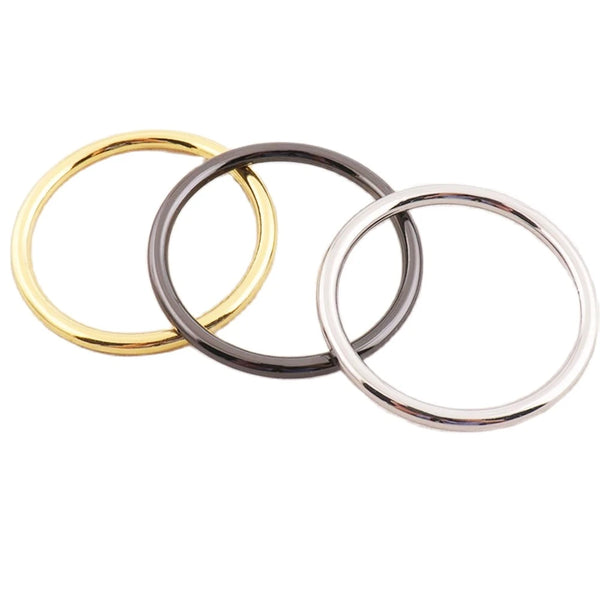 Anelli tondi in metallo oro, gunmetal e color nichel (nickel free) per costumi da bagno e cinture