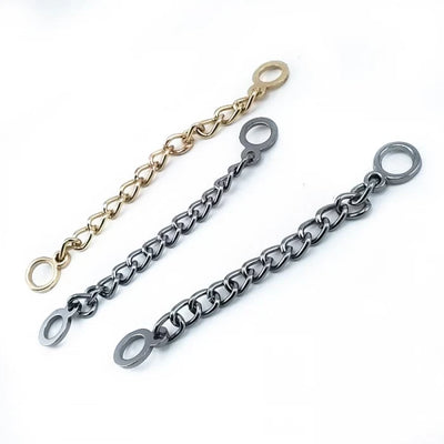 Metal hanger chains with round ends in gold and gunmetal