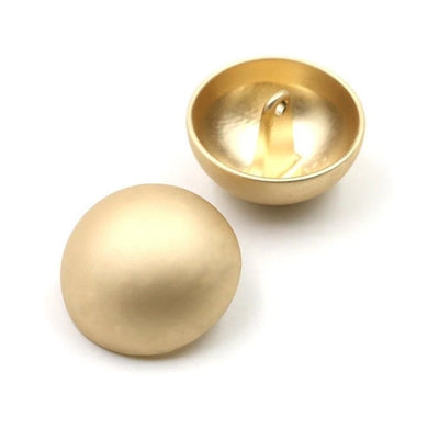Bouton métallique demi-sphère à queue en or mat sans reflets – vue de face et de dos