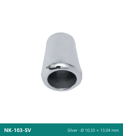Capăt metalic pentru șnur, conic NK-103-SV – argintiu, Ø 10,35 × 13,04 mm