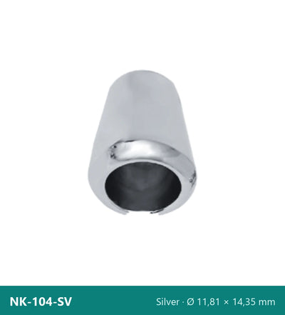 Snøreende i metal, konisk, høj NK-104-SV – sølv, Ø 11,81 × 14,35 mm