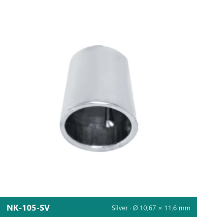 Capăt metalic pentru șnur, conic cu știft de fixare NK-105-SV – argintiu, Ø 10,67 × 11,6 mm