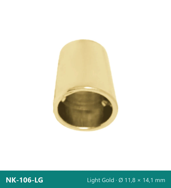 Метален накрайник конусен с фиксиращ щифт, висок NK-106-LG – Light Gold, Ø 11,8 × 14,1 mm