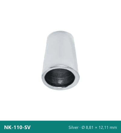 Capăt metalic pentru șnur, conic, alungit NK-110-SV – argintiu, Ø 8,81 × 12,11 mm