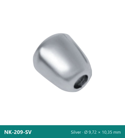 Snøreende i metal, klokke NK-209-SV – sølv, Ø 9,72 × 10,35 mm