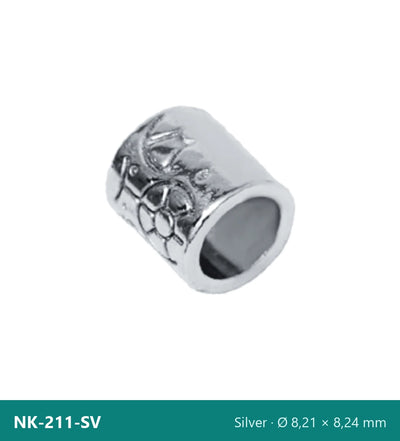 Метален накрайник цилиндър с релефна шарка NK-211-SV – Silver, Ø 8,21 × 8,24 mm