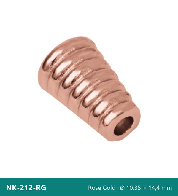 Метален накрайник конус с релефни пръстени NK-212-RG – Rose Gold, Ø 10,35 × 14,4 mm