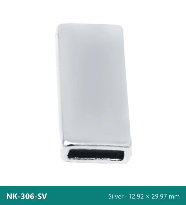 Метален накрайник плосък, удължен NK-306-SV – Silver, 12,92 × 29,97 mm