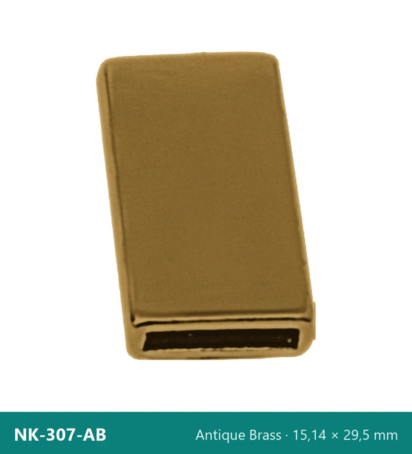 Метален накрайник плосък, удължен, широк NK-307-AB – Antique Brass, 15,14 × 29,5 mm