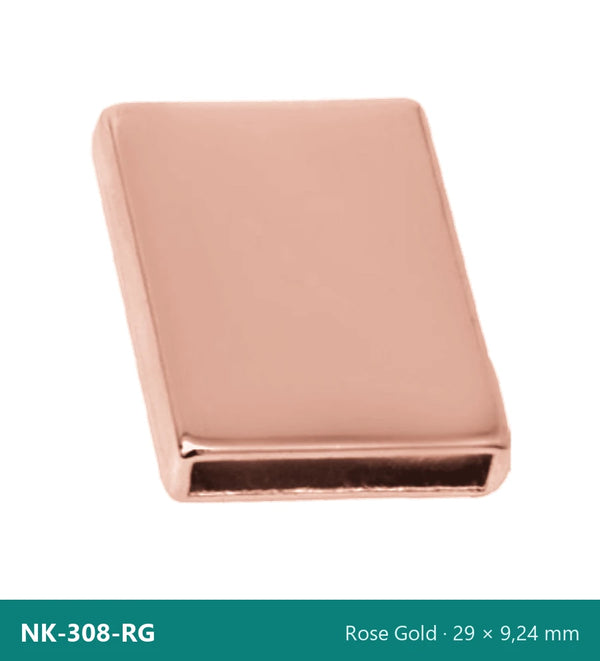 Метален накрайник плосък, скосен NK-308-RG – Rose Gold, 29 × 9,24 mm
