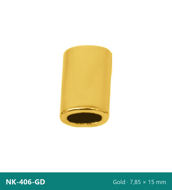 Метален накрайник овален цилиндър NK-406-GD – Gold, 7,85 × 15 mm
