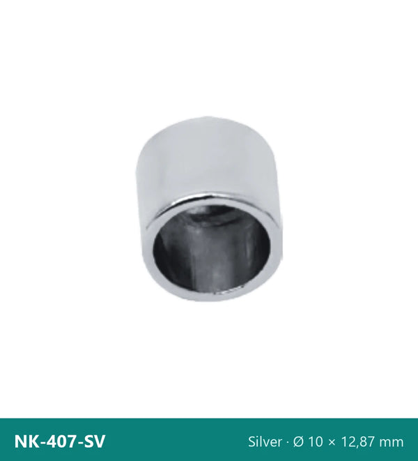 Метален накрайник нисък цилиндър NK-407-SV – Silver, Ø 10 × 12,87 mm