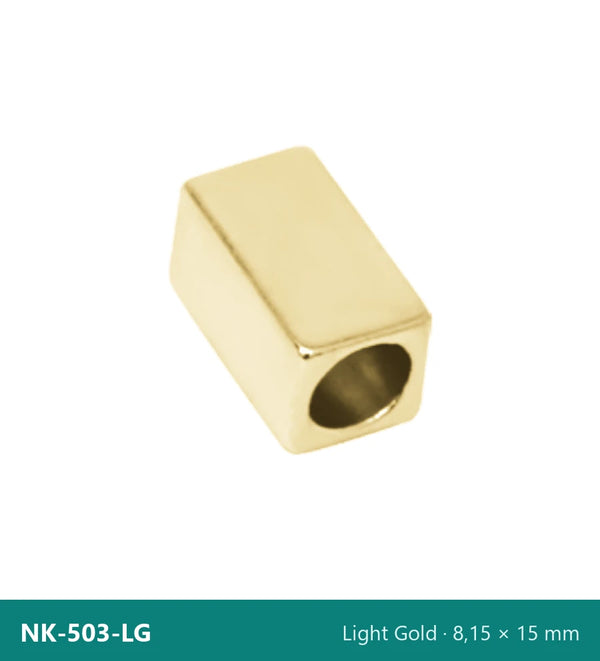 Метален накрайник квадратна тръбичка NK-503-LG – Light Gold, 8,15 × 15 mm