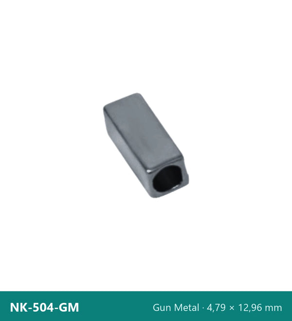 Метален накрайник квадратна тръбичка, мини NK-504-GM – Gun Metal, 4,79 × 12,96 mm