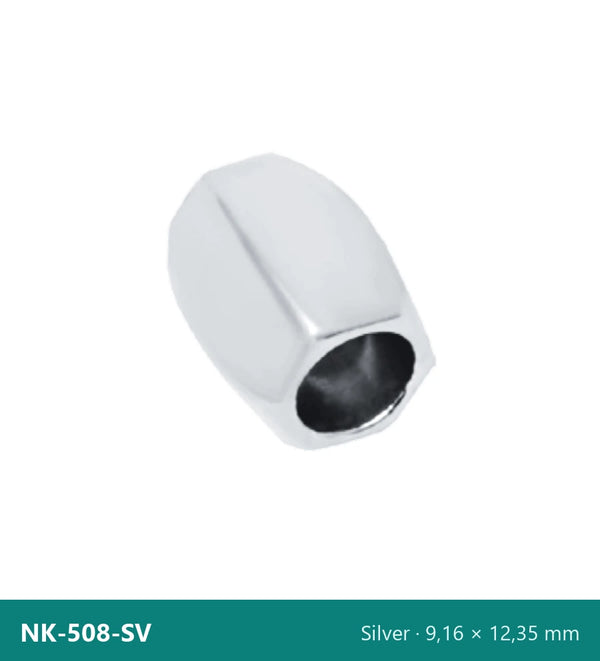 Метален накрайник фасетиран NK-508-SV – Silver, 9,16 × 12,35 mm