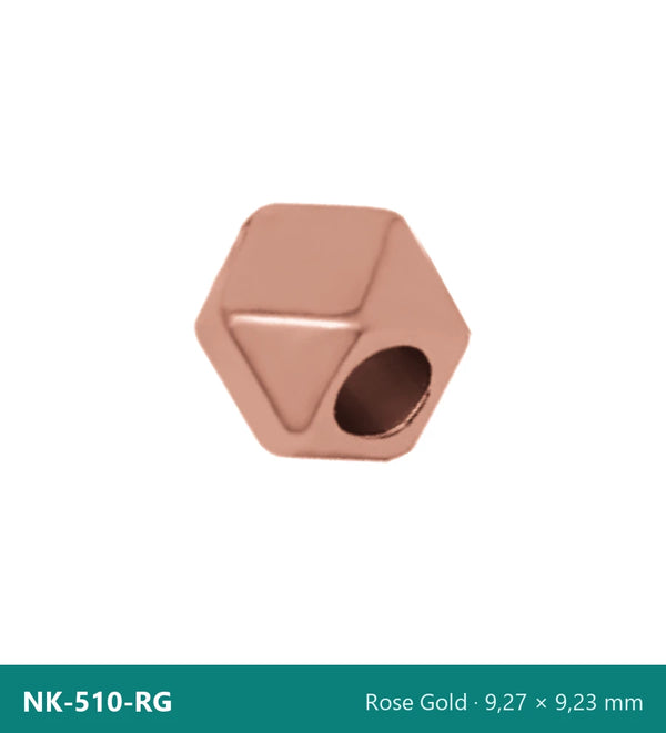 Метален накрайник шестоъгълник NK-510-RG – Rose Gold, 9,27 × 9,23 mm