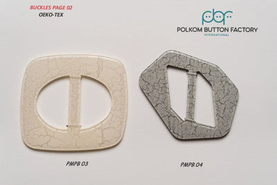 Polyester buckles with crackle effect in cream and grey
