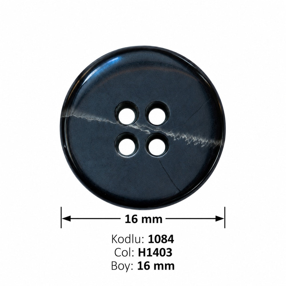 Полиестерно копче 1084 col H1403 – 4 отвора, тъмносиньо – код и размер