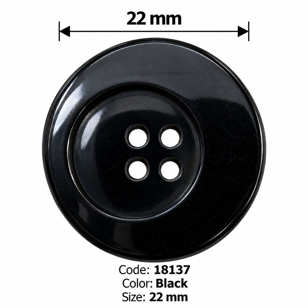 Полиестерно копче 18137 col Black – 4 отвора, черно – код и размер