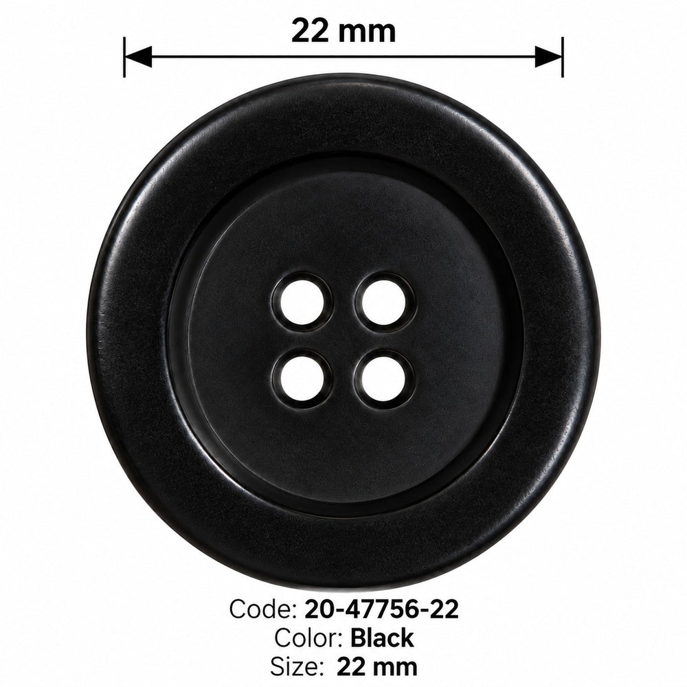 Полиестерно копче 20-47756-22 col Black – 4 отвора, черно – код и размер