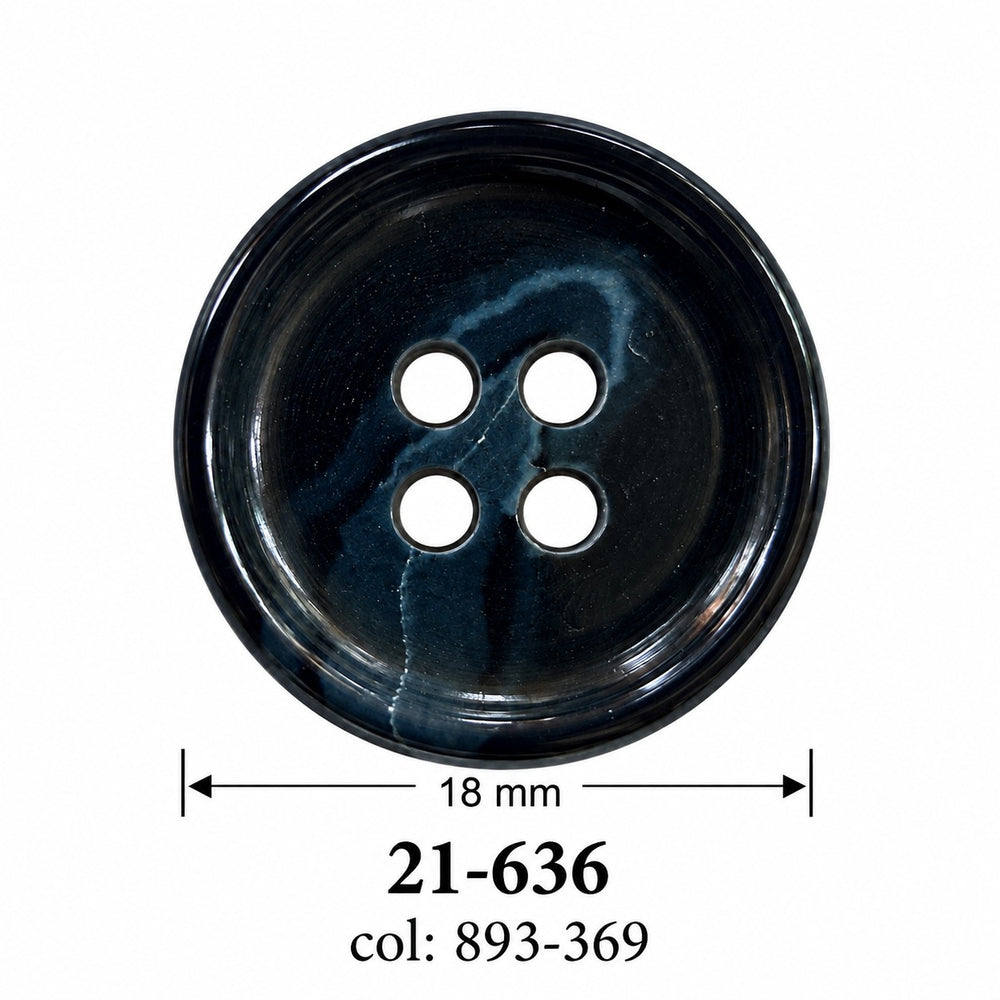 Полиестерно копче 21-636 col 893-369 – 4 отвора, тъмносиньо – код и размер