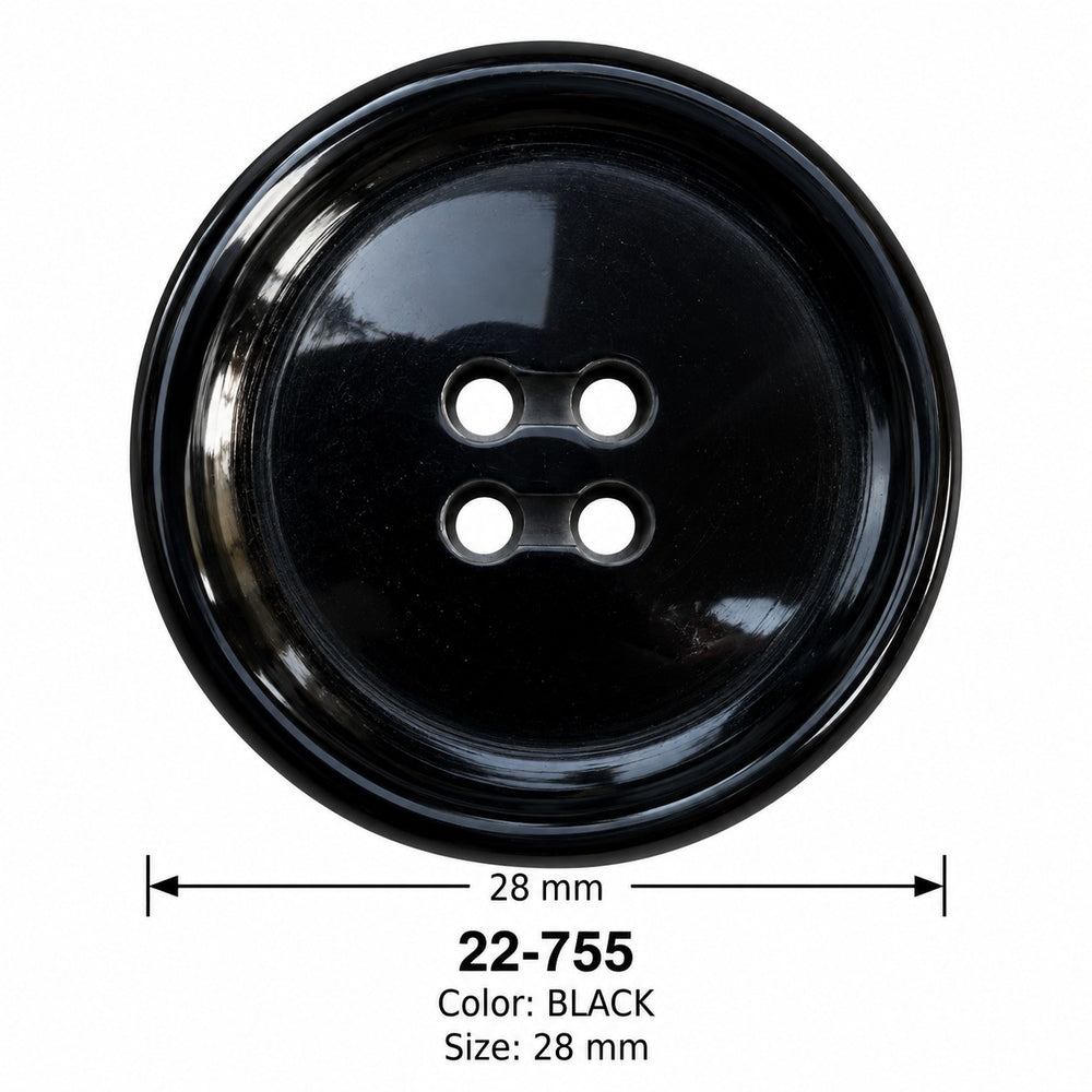 Полиестерно копче 22-755 col BLACK – 4 отвора, черно – код и размер