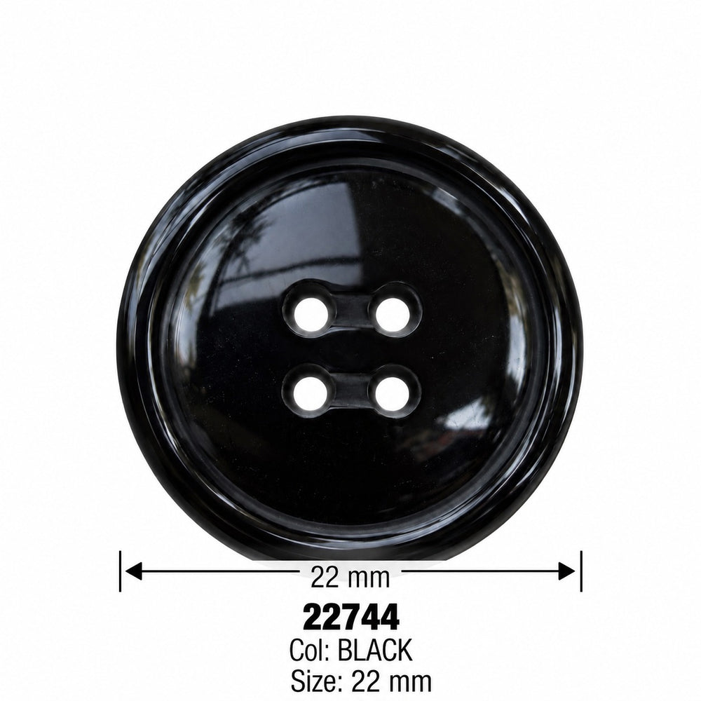 Полиестерно копче 22744 col BLACK – 4 отвора, черно – код и размер