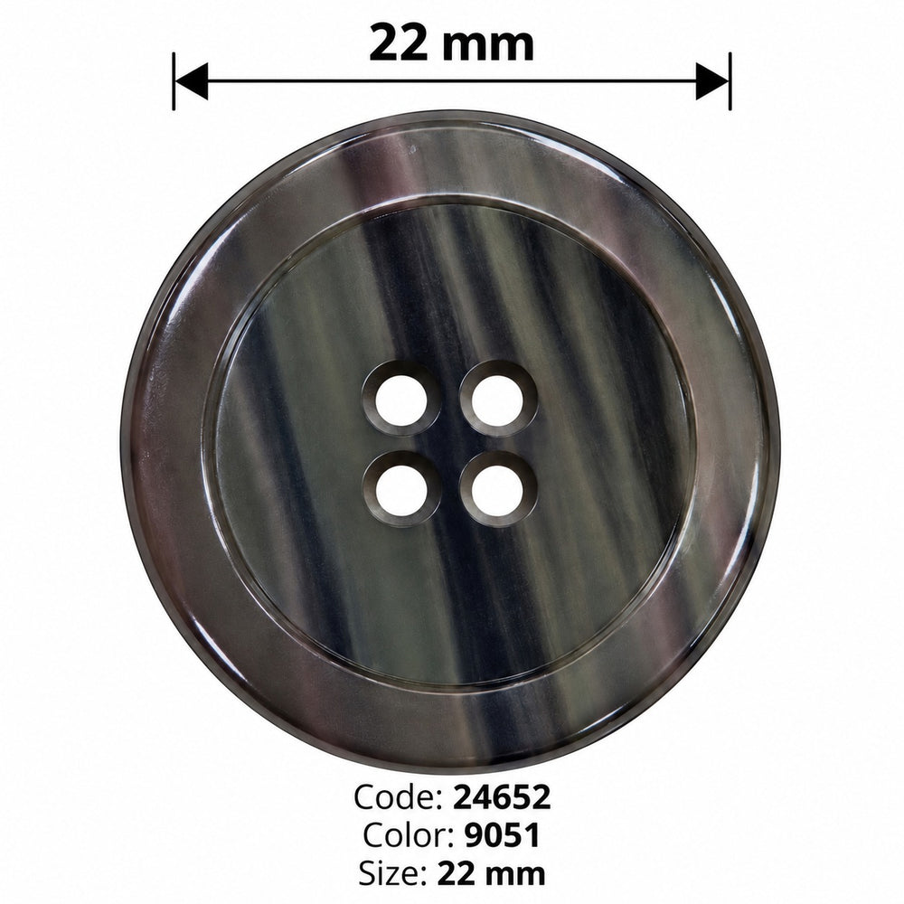 Полиестерно копче 24652 col 9051 – 4 отвора, сиво – код и размер