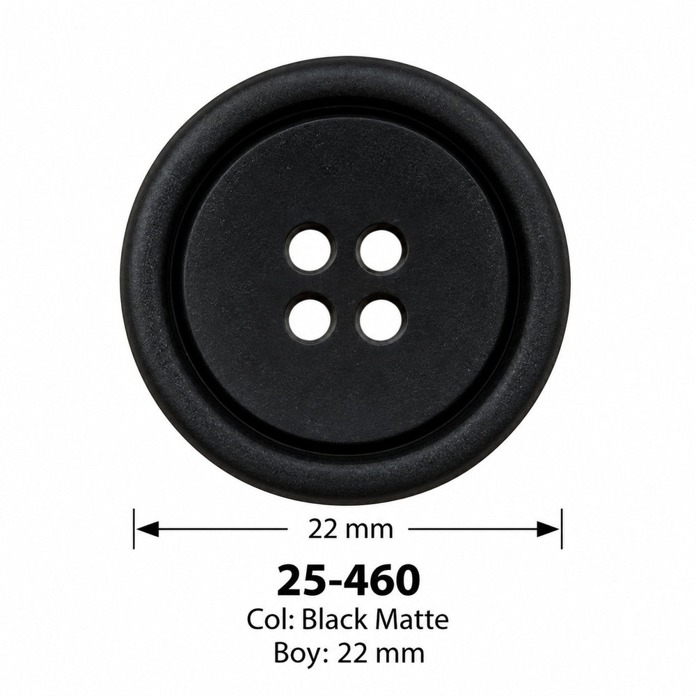Полиестерно копче 25-460 col Black Matte – 4 отвора, черно – код и размер