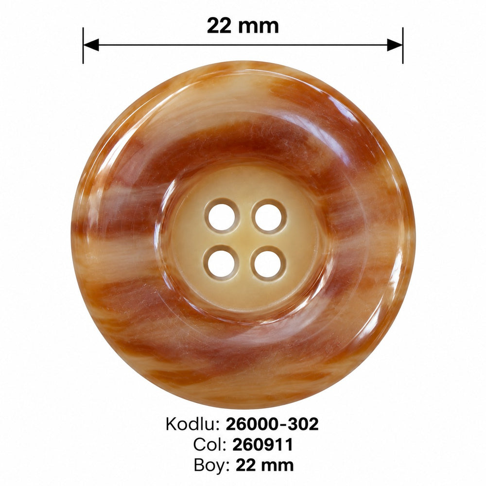 Полиестерно копче 26000-302 col 260911 – 4 отвора, светлокафяво – код и размер