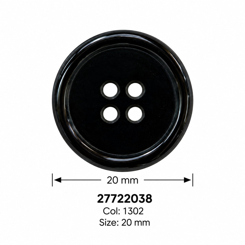 Полиестерно копче 27722038 col 1302 – 4 отвора, черно – код и размер