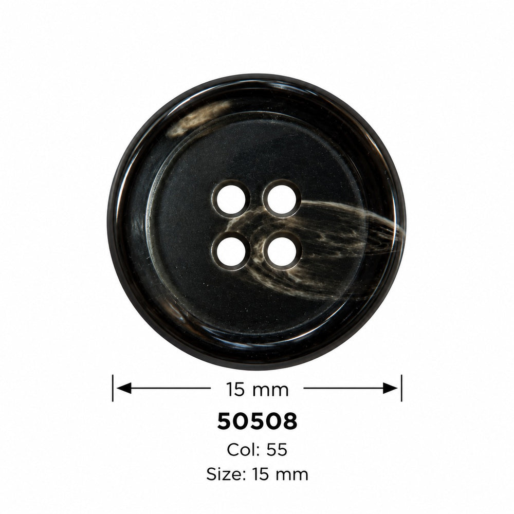 Полиестерно копче 50508 col 55 – 4 отвора, черно – код и размер