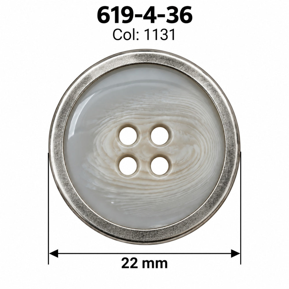Полиестерно копче 619-4 col 1131 – 4 отвора, сиво – код и размер