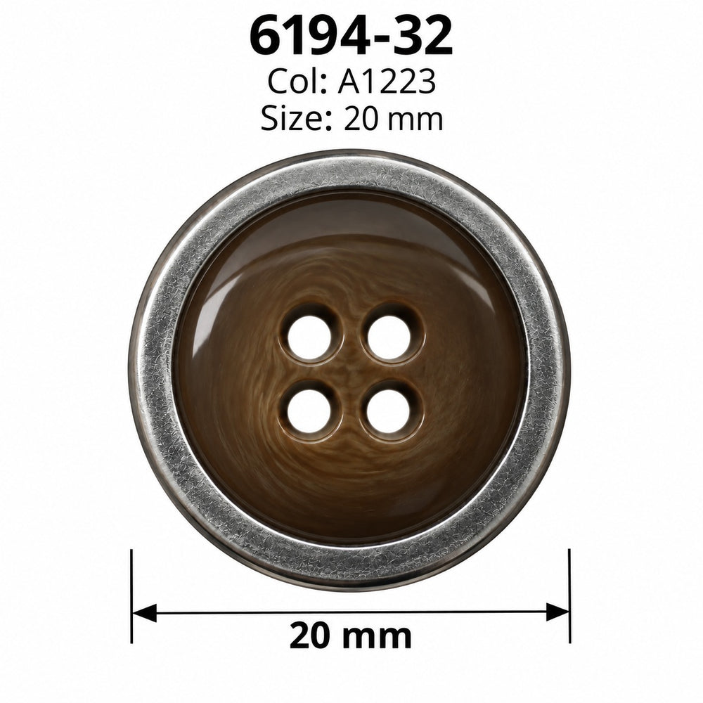 Полиестерно копче 6194 col A1223 – 4 отвора, кафяво – код и размер