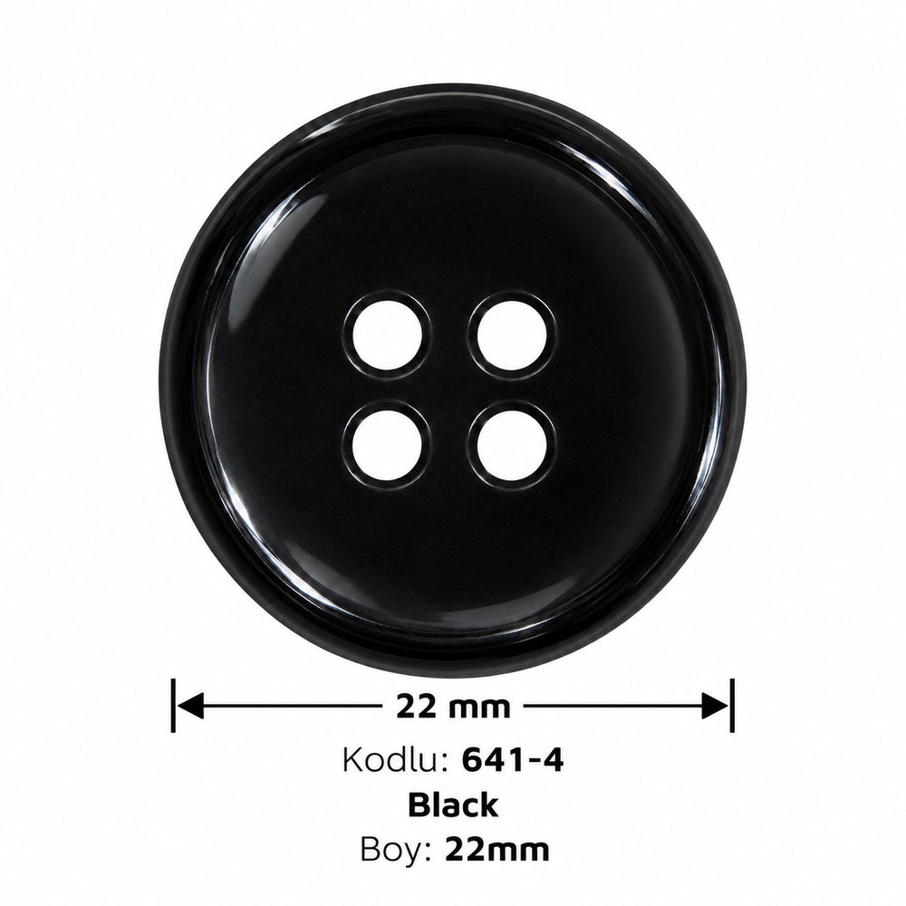 Полиестерно копче 641-4 col Black – 4 отвора, черно – код и размер