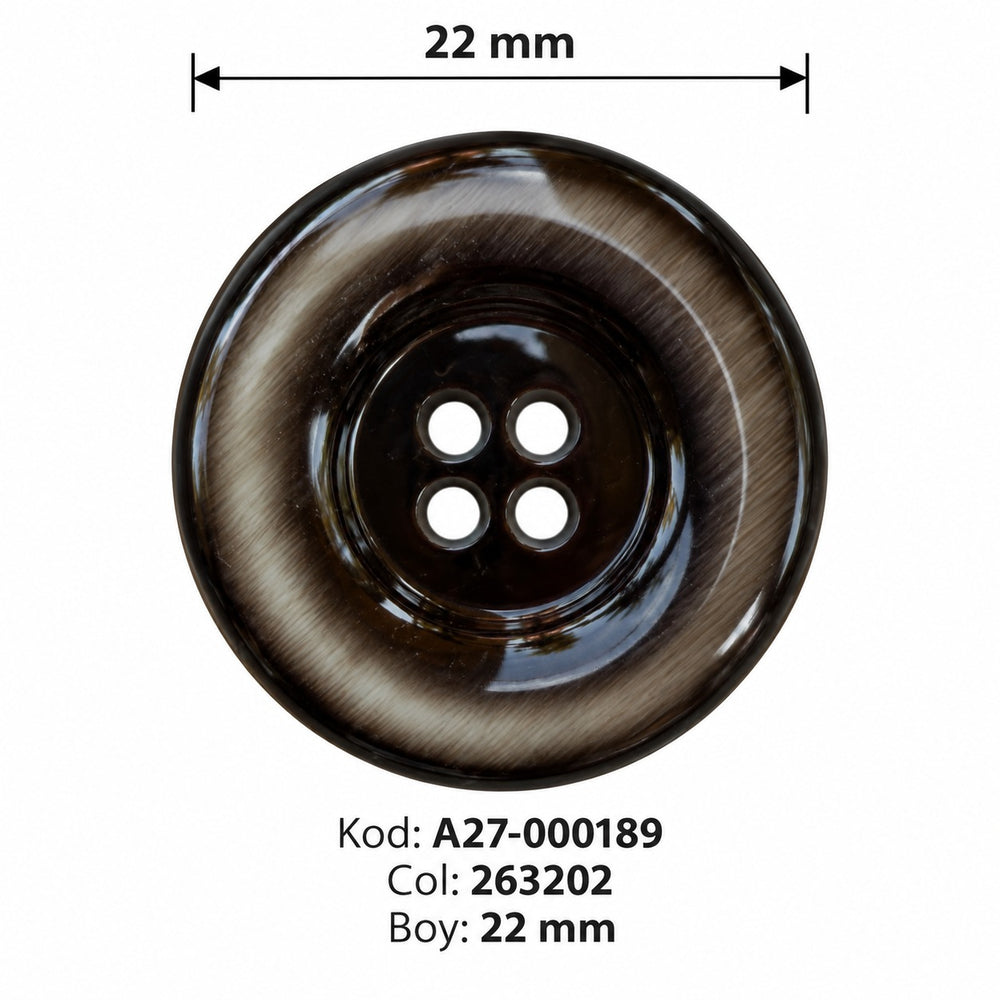 Полиестерно копче A27-000189 col 263202 – 4 отвора, кафяво – код и размер