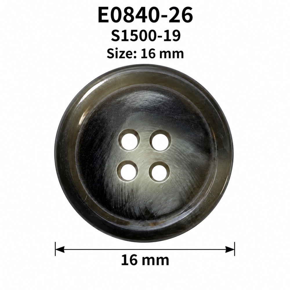 Полиестерно копче E0840 col S1500-19 – 4 отвора, сиво – код и размер