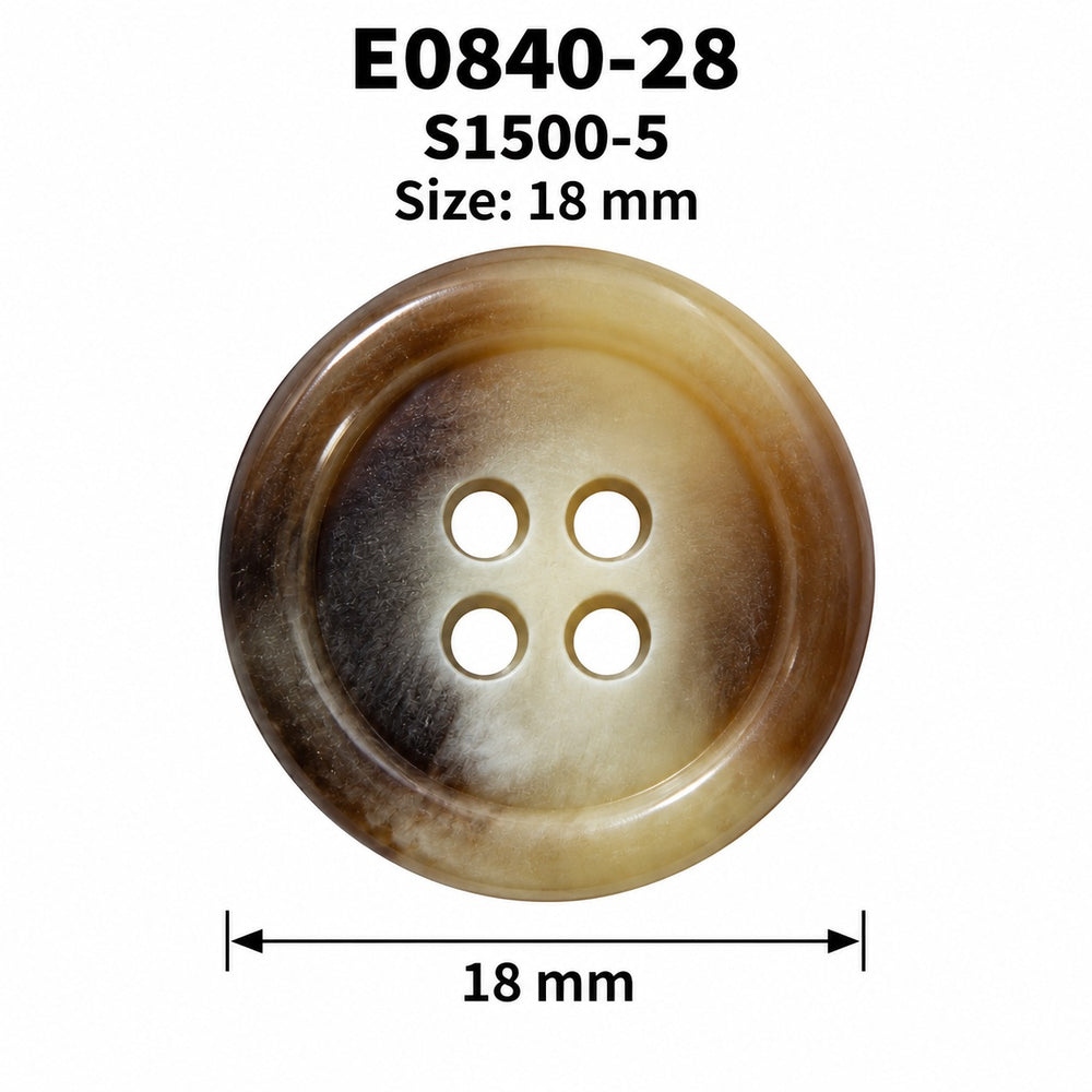 Полиестерно копче E0840-28 col S1500-5 – 4 отвора, кафяво – код и размер