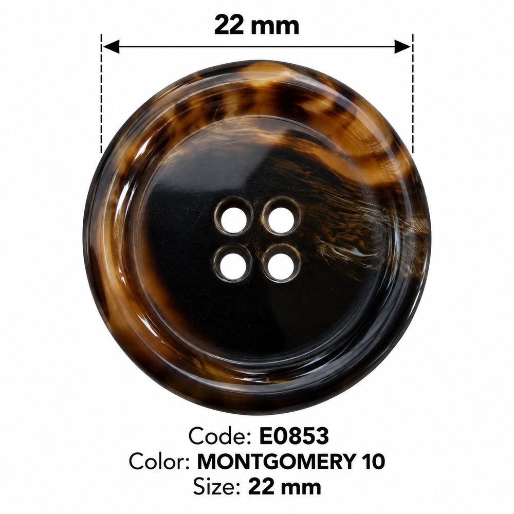 Полиестерно копче E0853 col MONTGOMERY 10 – 4 отвора, кафяво – код и размер