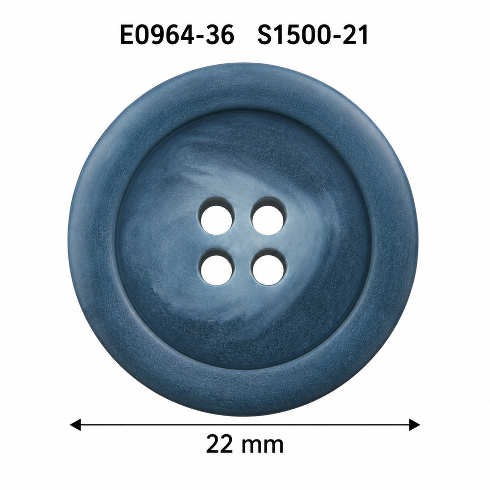 Полиестерно копче E0964 col S1500-21 – 4 отвора, синьо – код и размер
