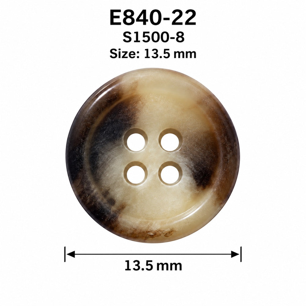 Полиестерно копче E0840 col S1500-8 – 4 отвора, кафяво – код и размер