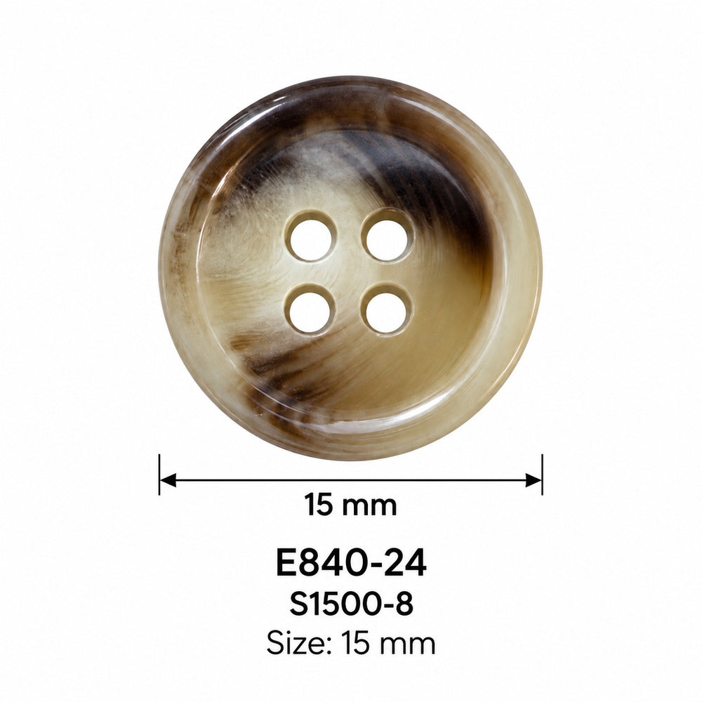 Полиестерно копче E0840 col S1500-8 – 4 отвора, кафяво – код и размер