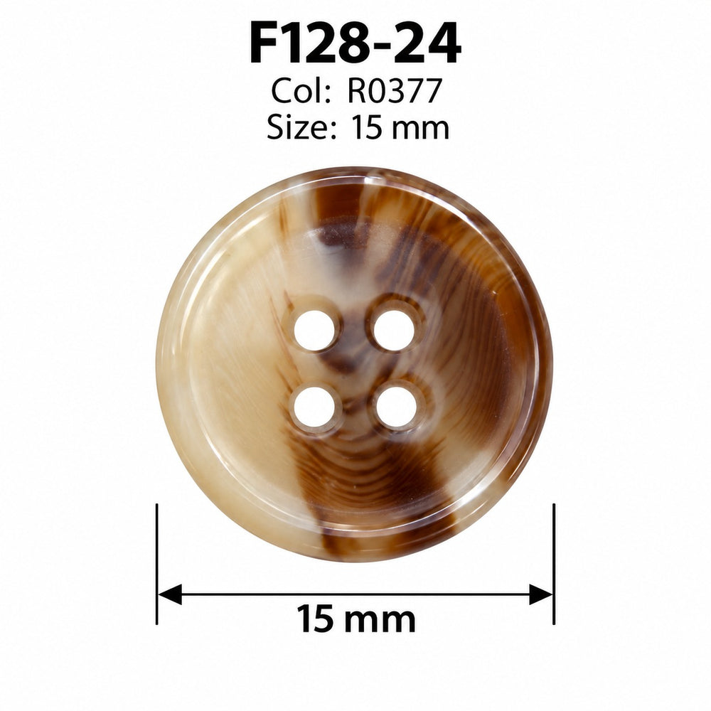 Полиестерно копче F128-24 col R0377 – 4 отвора, кафяво – код и размер