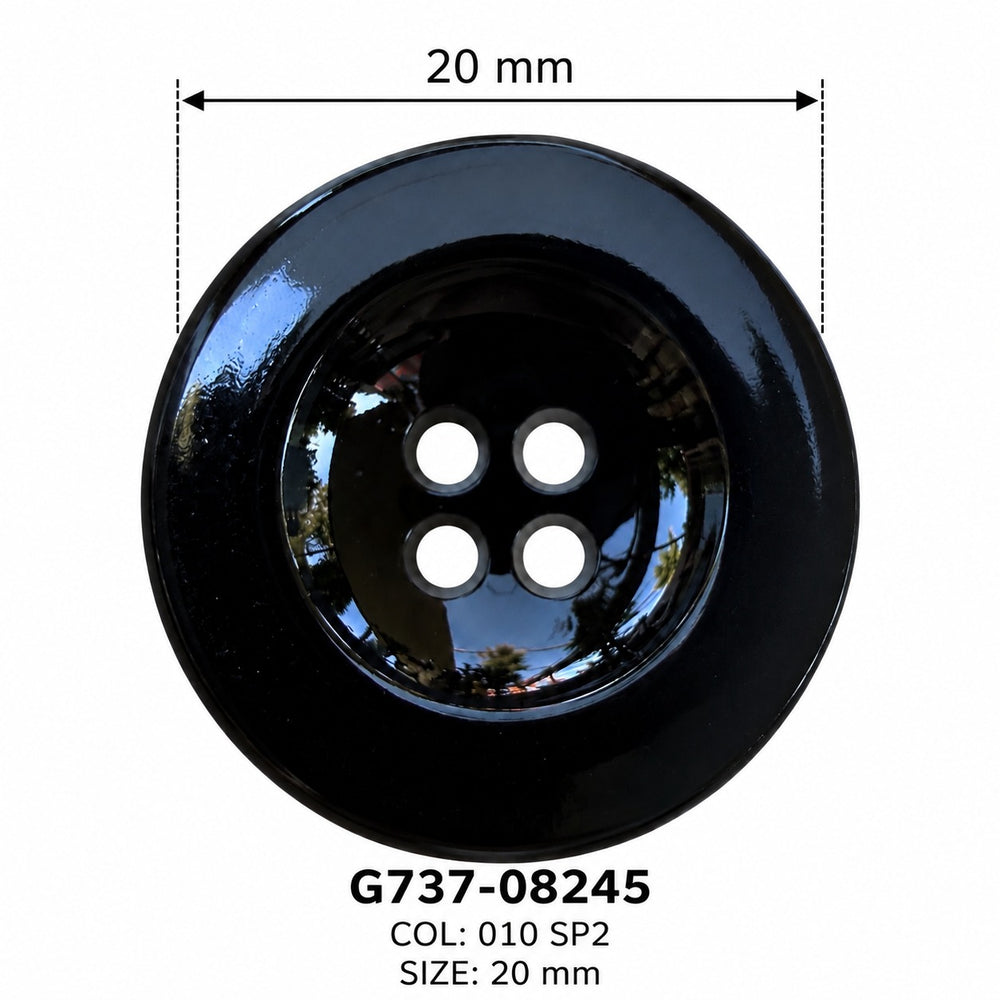 Полиестерно копче G737-08245 col 010 SP2 – 4 отвора, черно – код и размер