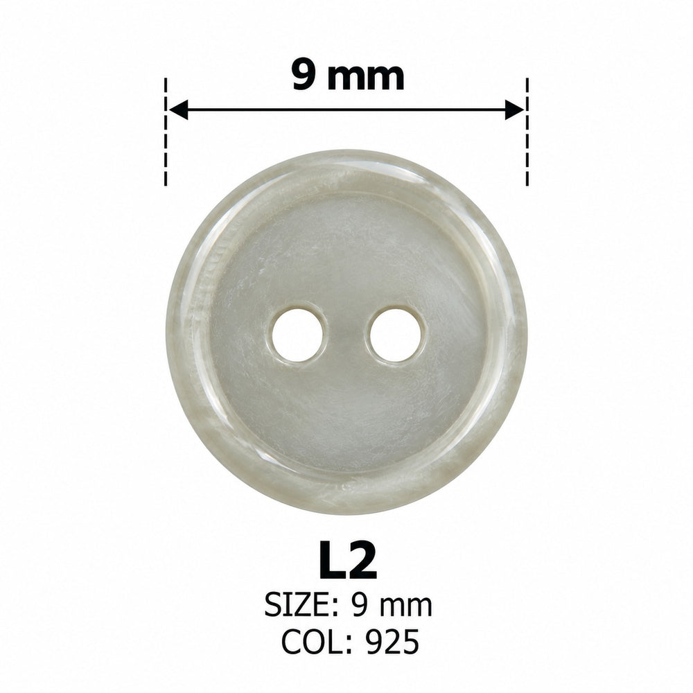 Полиестерно копче L2 col 925 – 2 отвора, бяло – код и размер