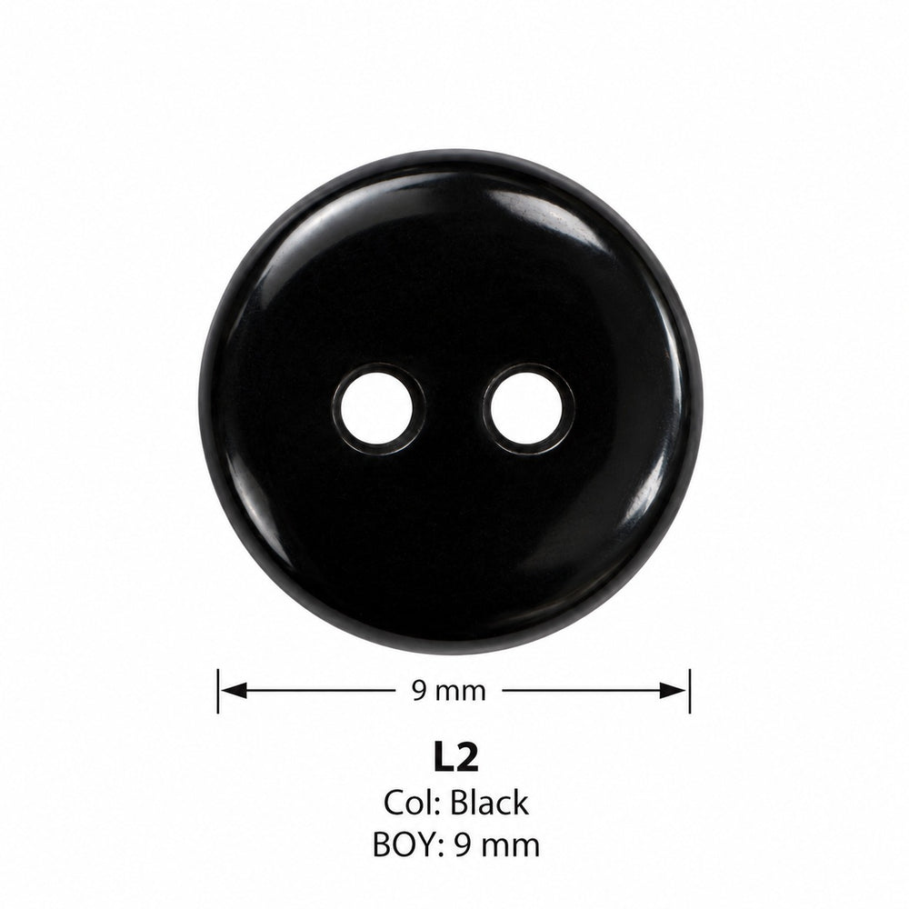 Полиестерно копче L2 col BLACK – 2 отвора, черно – код и размер