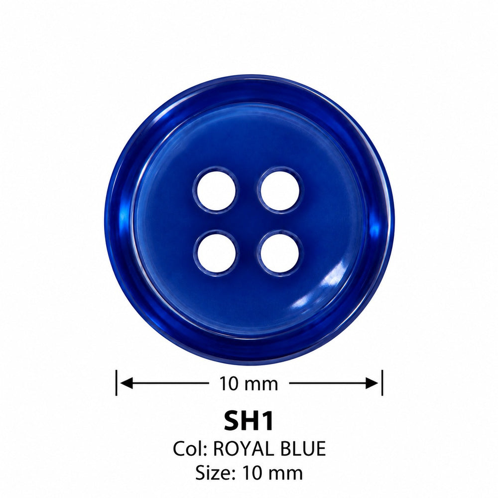 Полиестерно копче SH1 col ROYAL BLUE – 4 отвора, синьо – код и размер